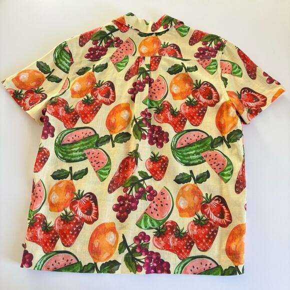 Scotch & Soda Girls Fruit Printed Linen Blend Button Up Shirt Kids Size 16 NWT - Picture 6 of 8